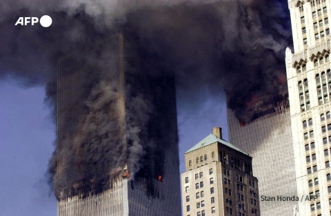 Le World Trade Center après l'impact des avions - Stan Honda - AFP