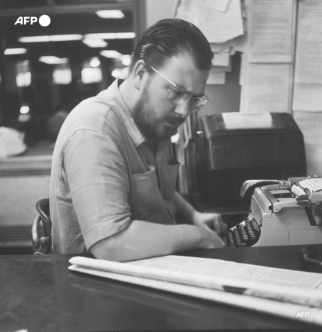 Paul Guihard in AFP's New York office in the early 1960s - AFP