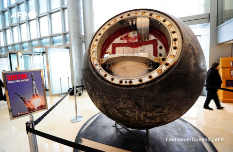 Le Vostok 3KA-2 envoyé dans l'espace en 1961 exposé chez Sotheby's à New York le 24 février 2011 - Emmanuel Dunand - AFP