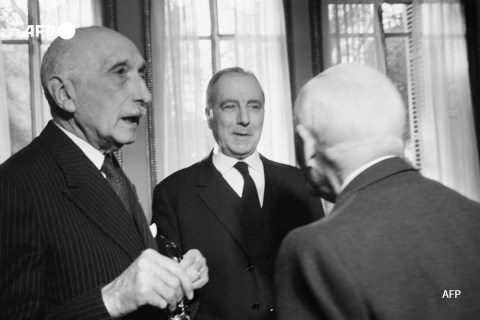 Portrait de François Mauriac pris en novembre 1966 à l'occasion d'une remise de prix à l'écrivain américain Julien Green - AFP